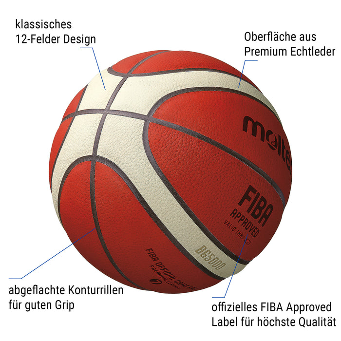 Molten BG5000 Top Leren Wedstrijdbal - Basketbal